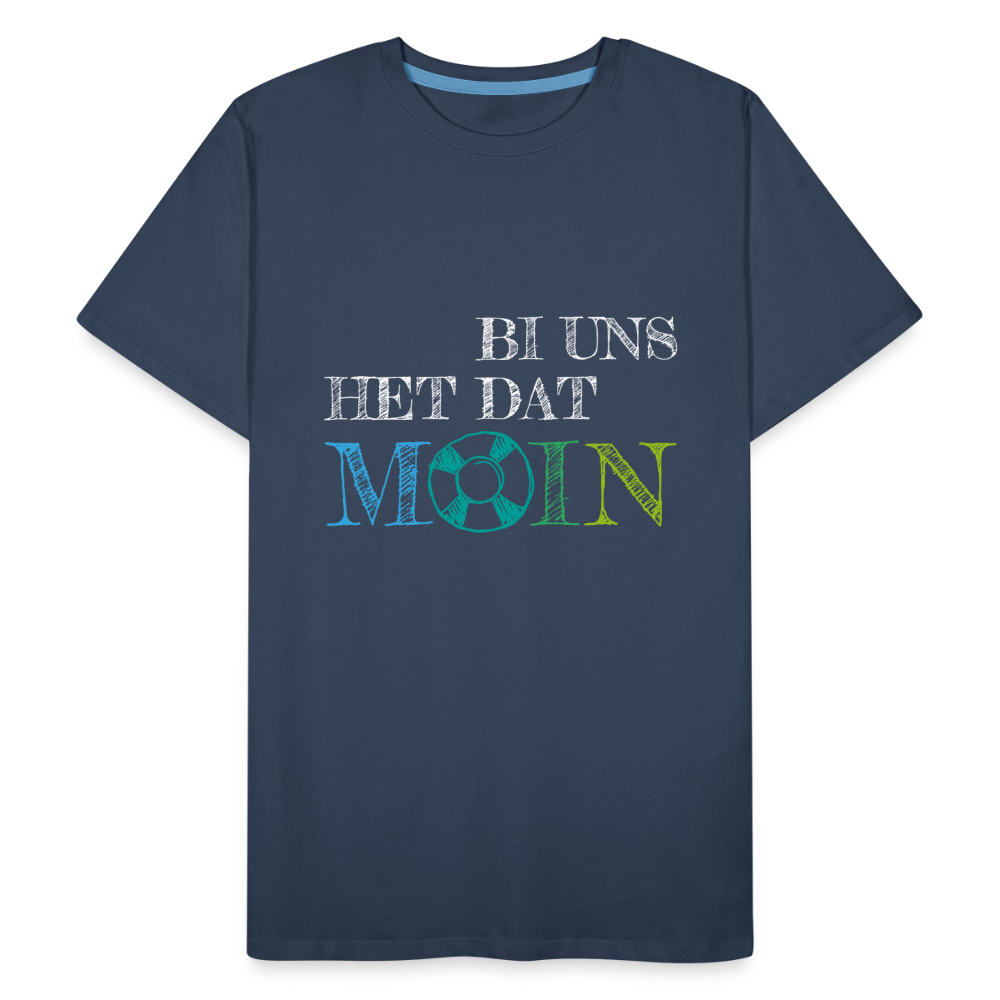Männer Premium Bio T-Shirt - Bi uns het dat Moin (weiss) - Navy