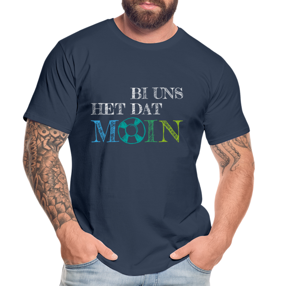 Männer Premium Bio T-Shirt - Bi uns het dat Moin (weiss) - Navy