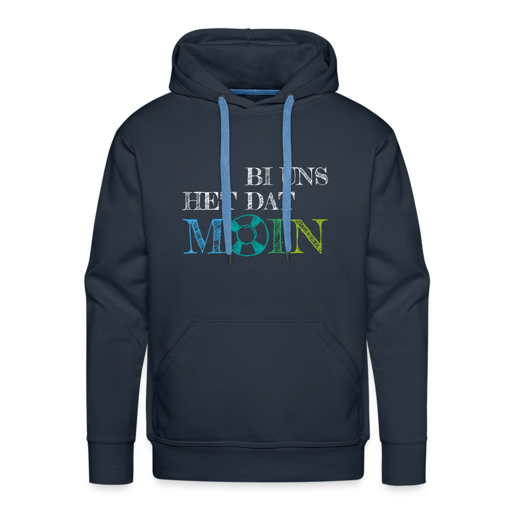 Männer Premium Hoodie- Bi uns het dat Moin (weiss) - Navy