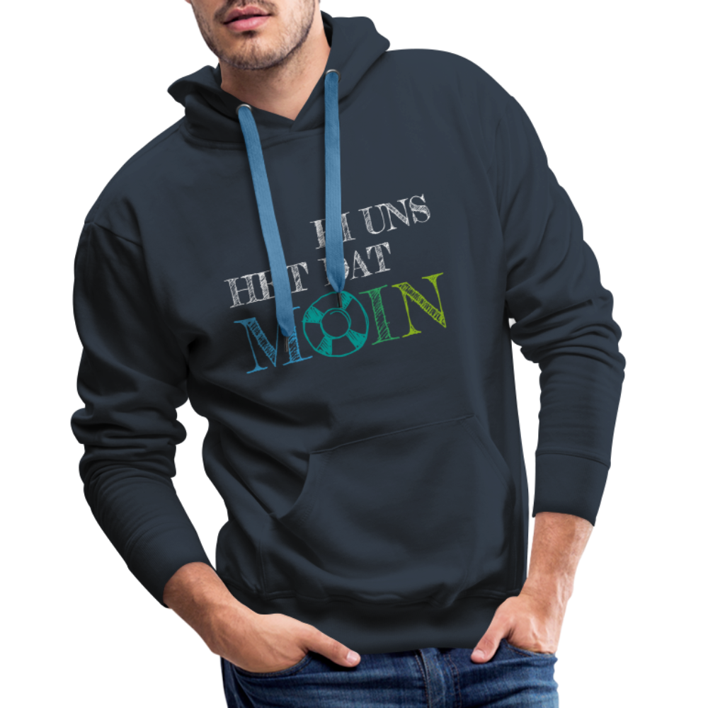 Männer Premium Hoodie- Bi uns het dat Moin (weiss) - Navy