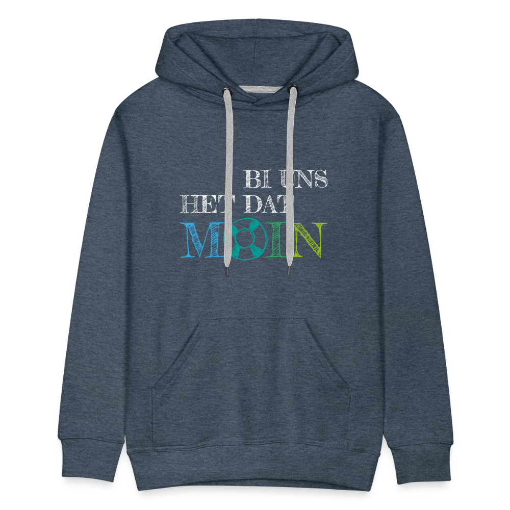 Männer Premium Hoodie- Bi uns het dat Moin (weiss) - Jeansblau