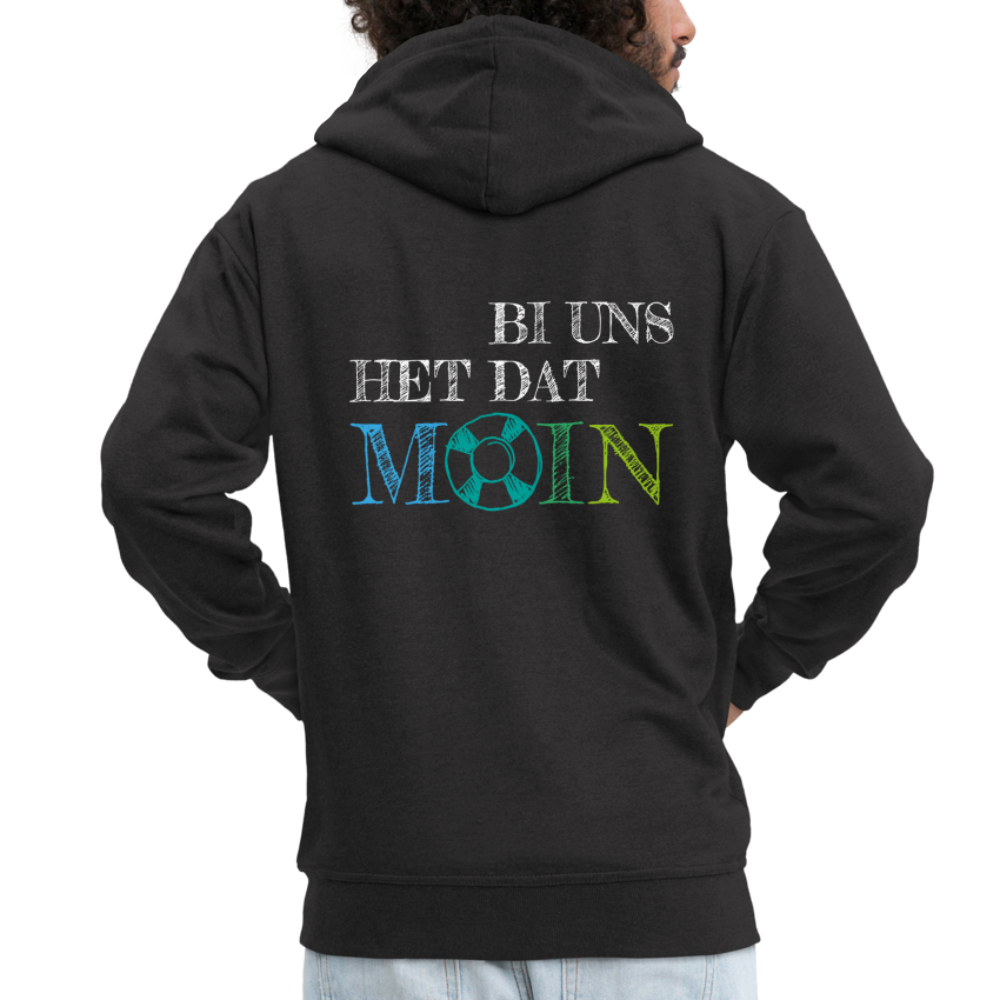 Männer Premium Kapuzenjacke - Bi uns het dat Moin (weiss) - Schwarz