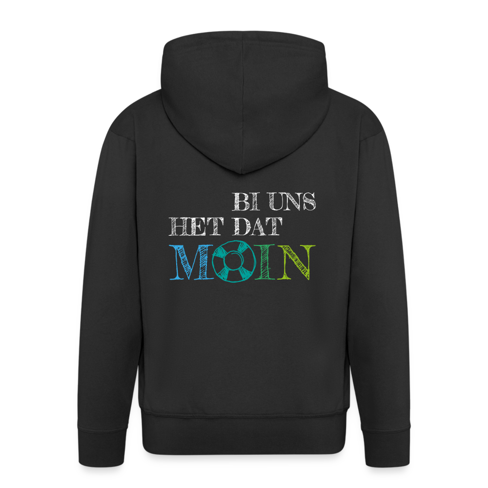 Männer Premium Kapuzenjacke - Bi uns het dat Moin (weiss) - Schwarz