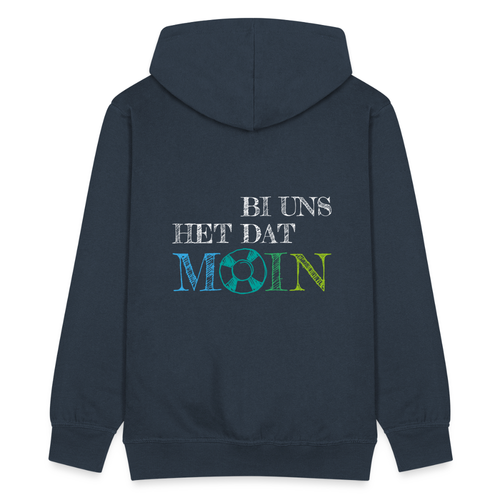 Männer Premium Kapuzenjacke - Bi uns het dat Moin (weiss) - Navy