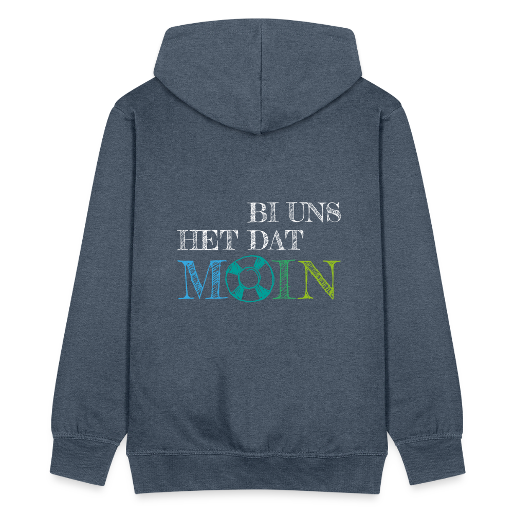 Männer Premium Kapuzenjacke - Bi uns het dat Moin (weiss) - Jeansblau