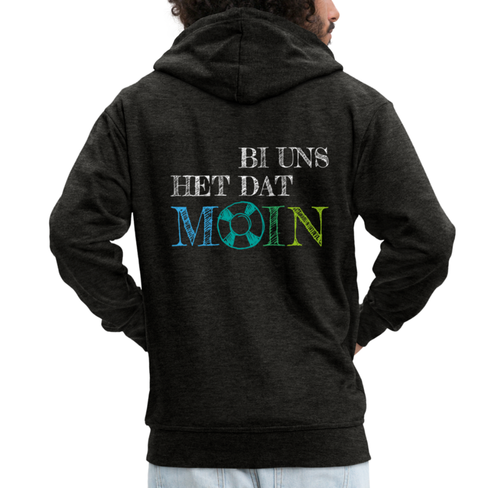 Männer Premium Kapuzenjacke - Bi uns het dat Moin (weiss) - Anthrazit