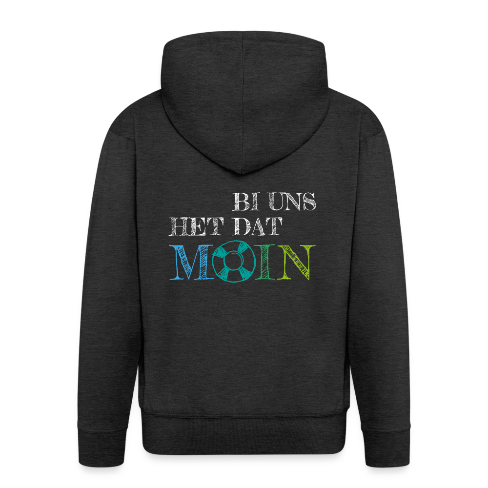 Männer Premium Kapuzenjacke - Bi uns het dat Moin (weiss) - Anthrazit