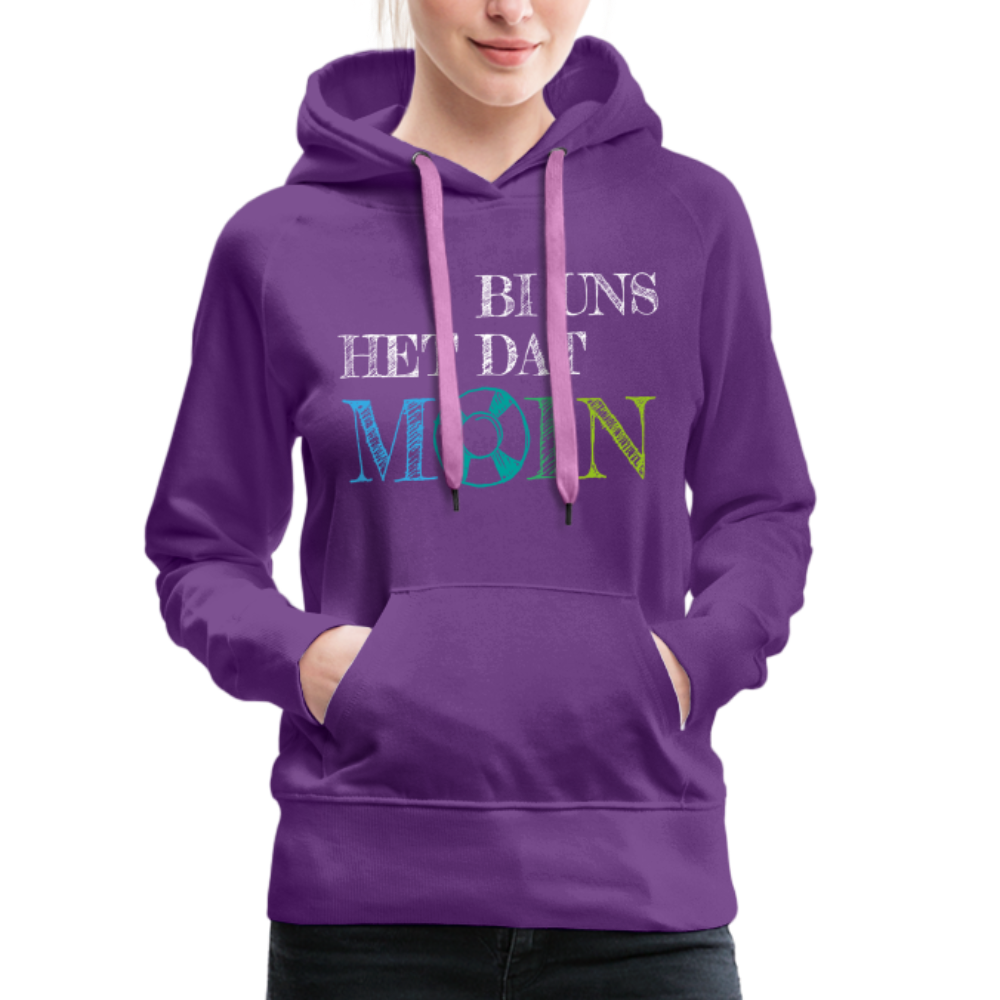 Frauen Premium Hoodie - Bi uns het dat Moin (weiss) - Purple