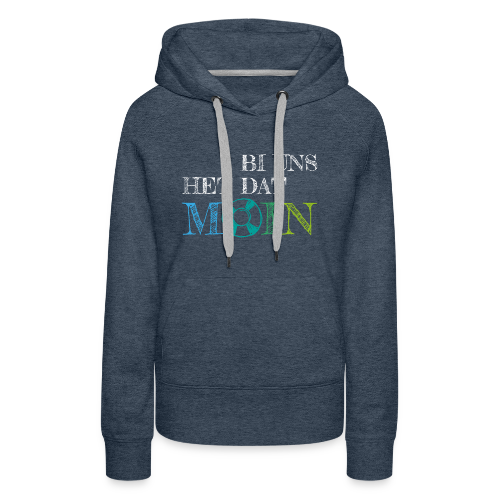 Frauen Premium Hoodie - Bi uns het dat Moin (weiss) - Jeansblau