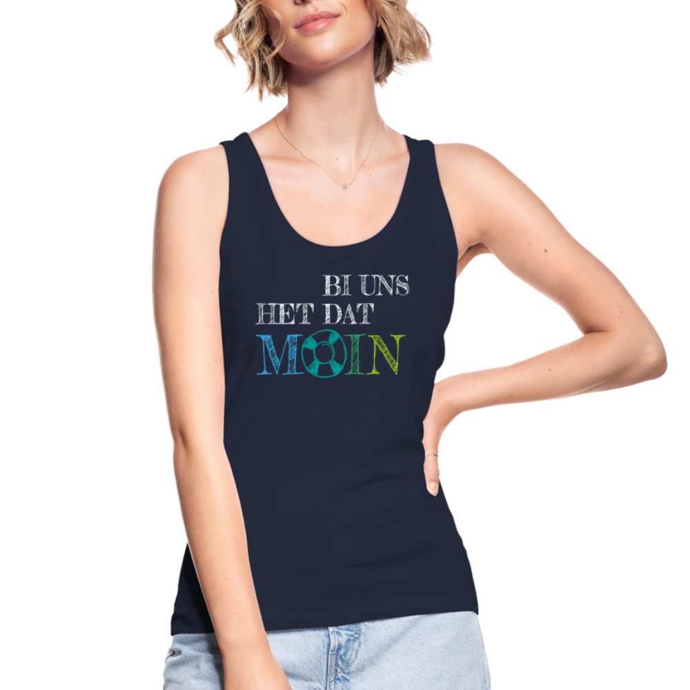 Frauen Bio Tank Top - Bi uns het dat Moin (weiss) - Navy