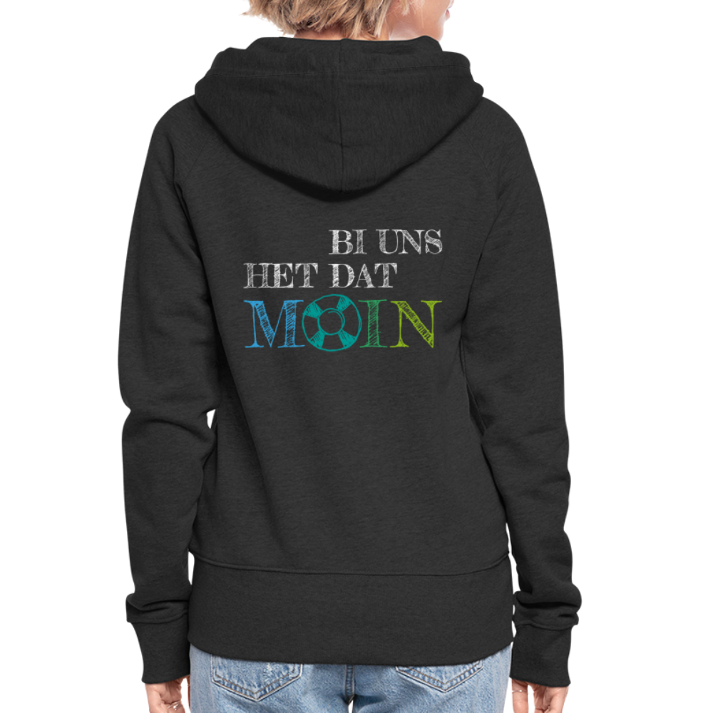 Frauen Premium Kapuzenjacke - Bi uns het dat Moin (weiss) - Schwarz