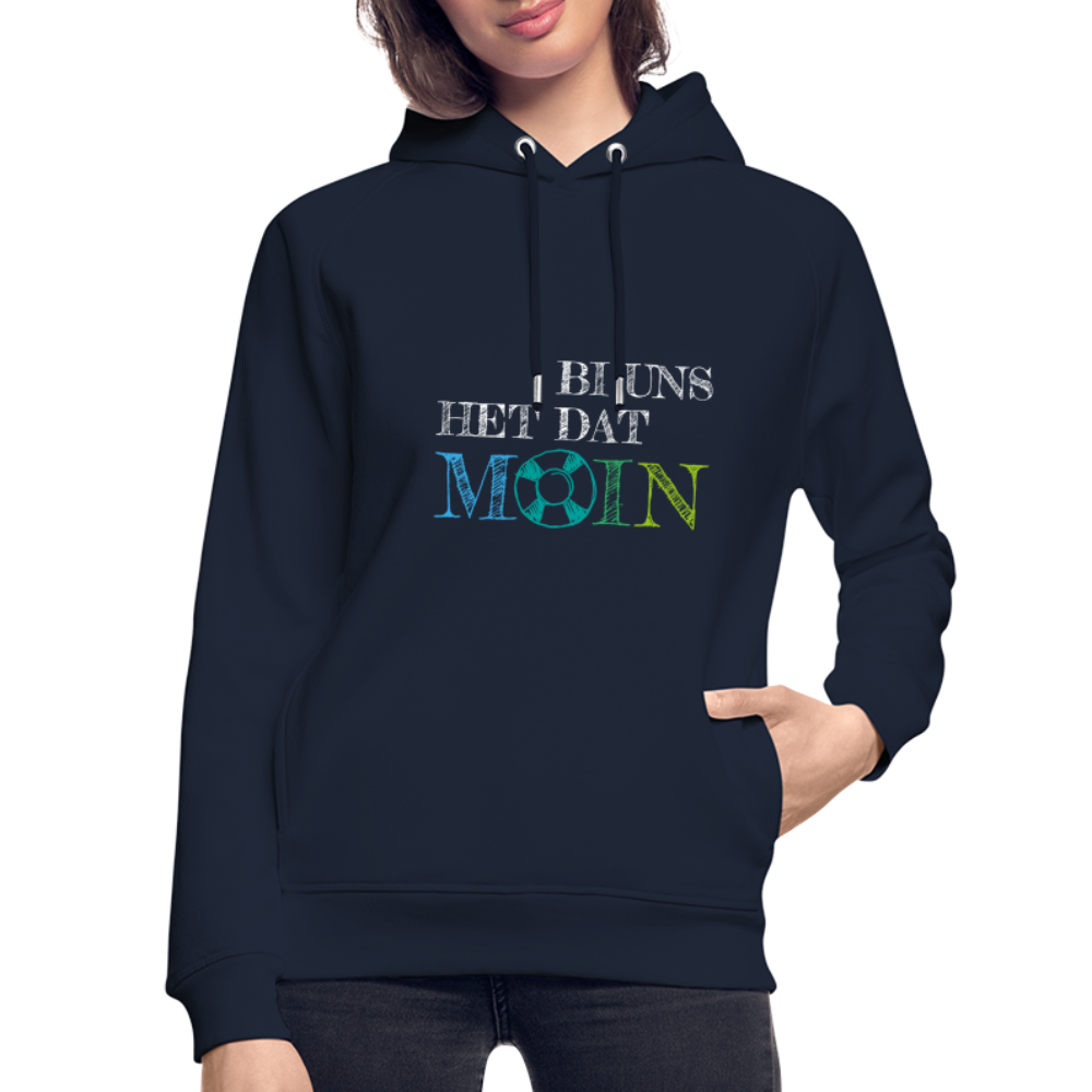 Unisex Bio-Hoodie - Bi uns het dat Moin (weiss) - Navy