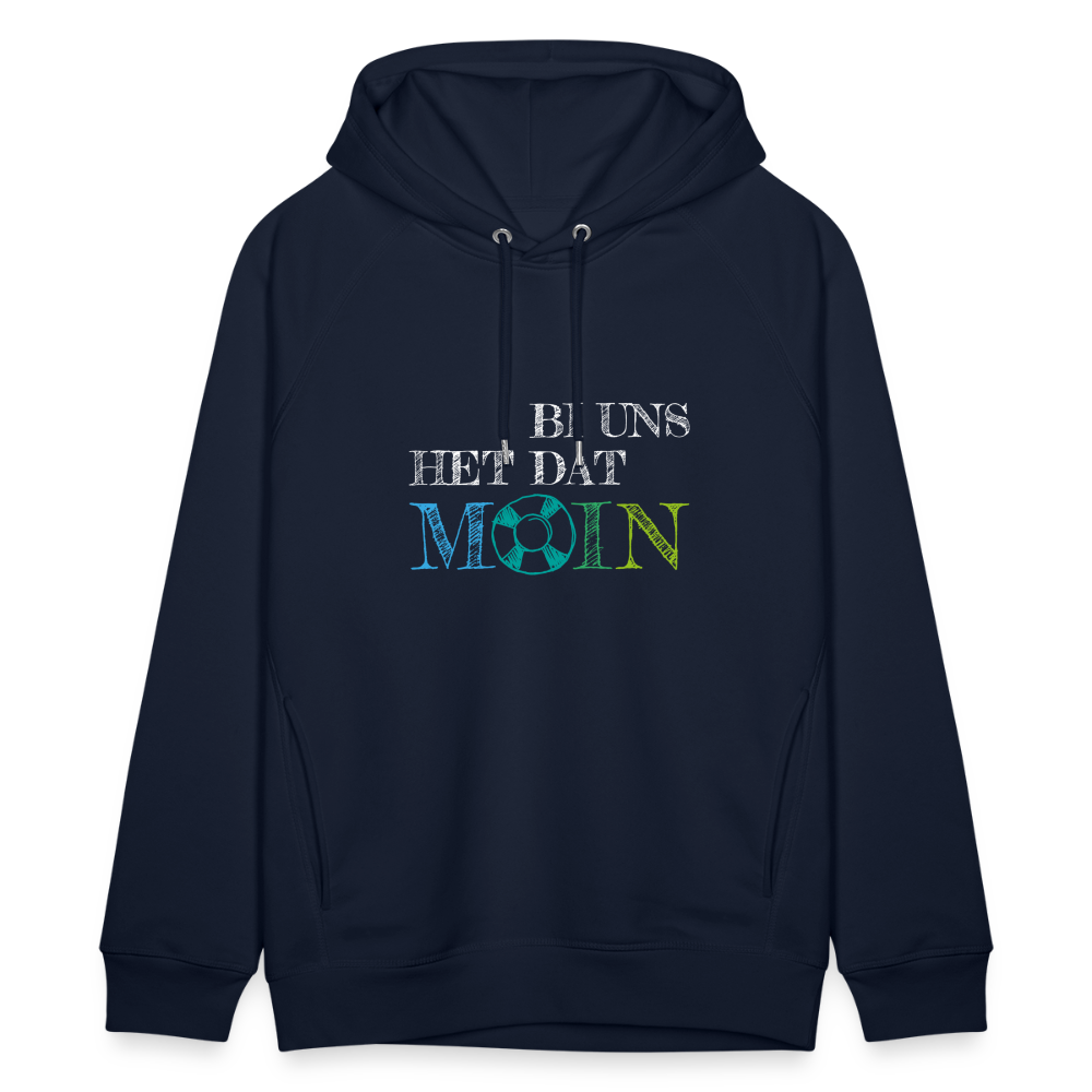 Unisex Bio-Hoodie - Bi uns het dat Moin (weiss) - Navy