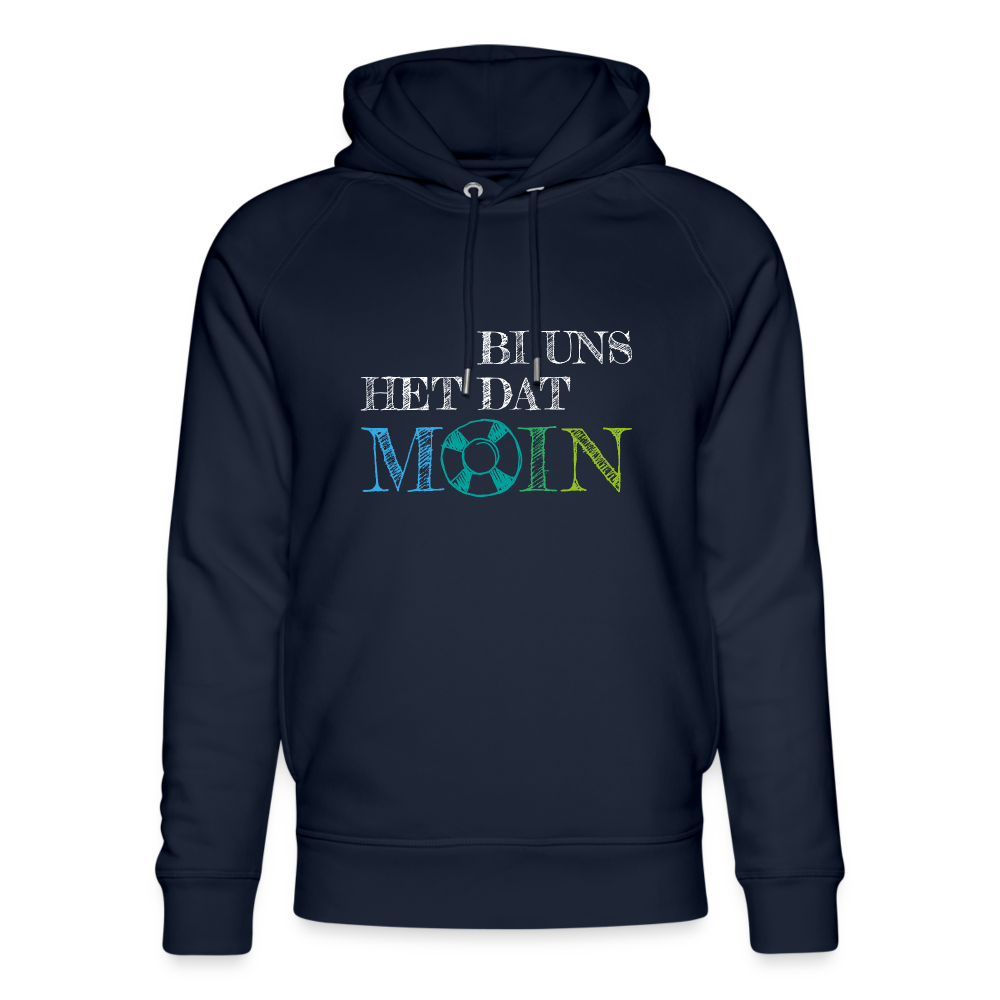 Unisex Bio-Hoodie - Bi uns het dat Moin (weiss) - Navy