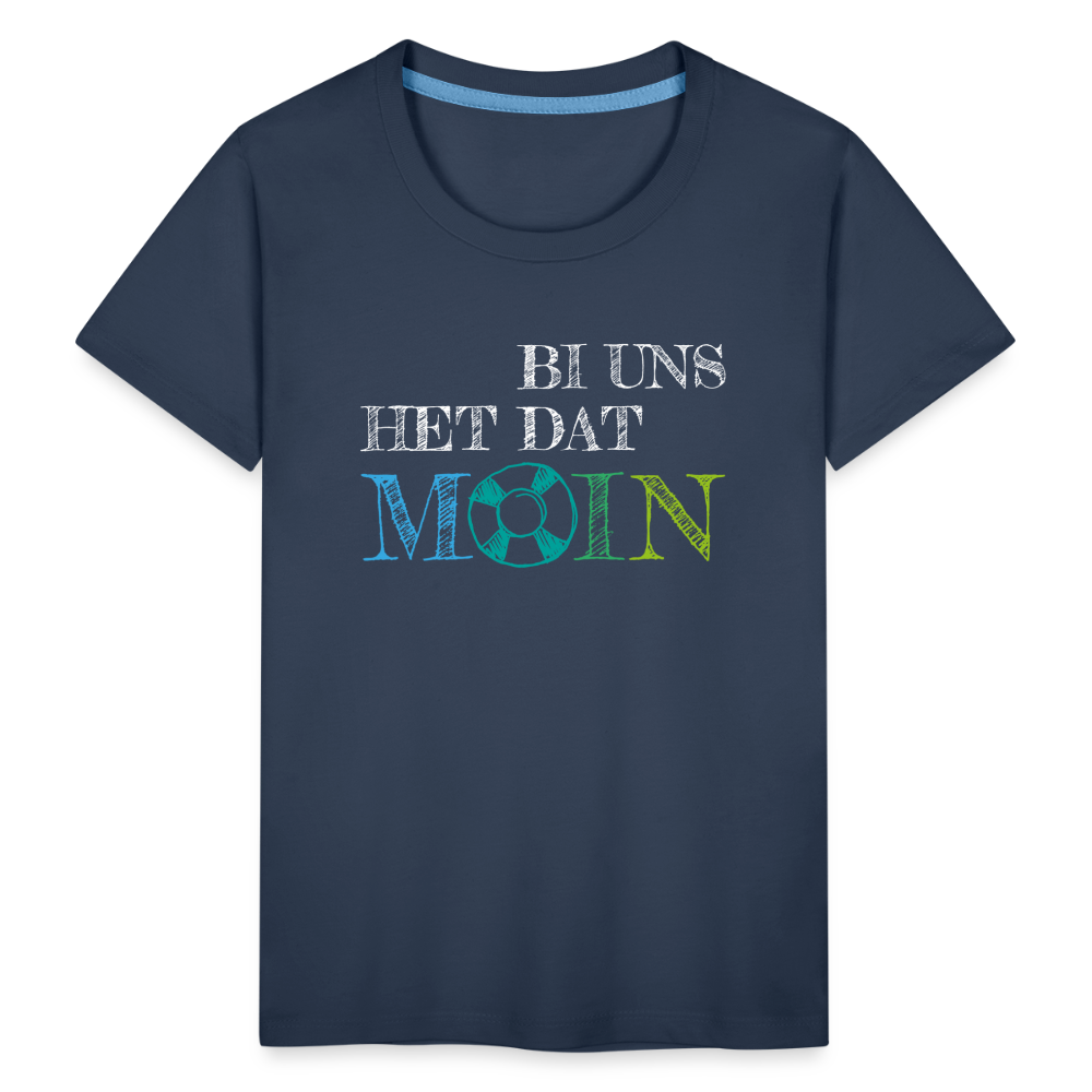 Kinder Premium T-Shirt - Bi uns het dat Moin (weiss) - Navy