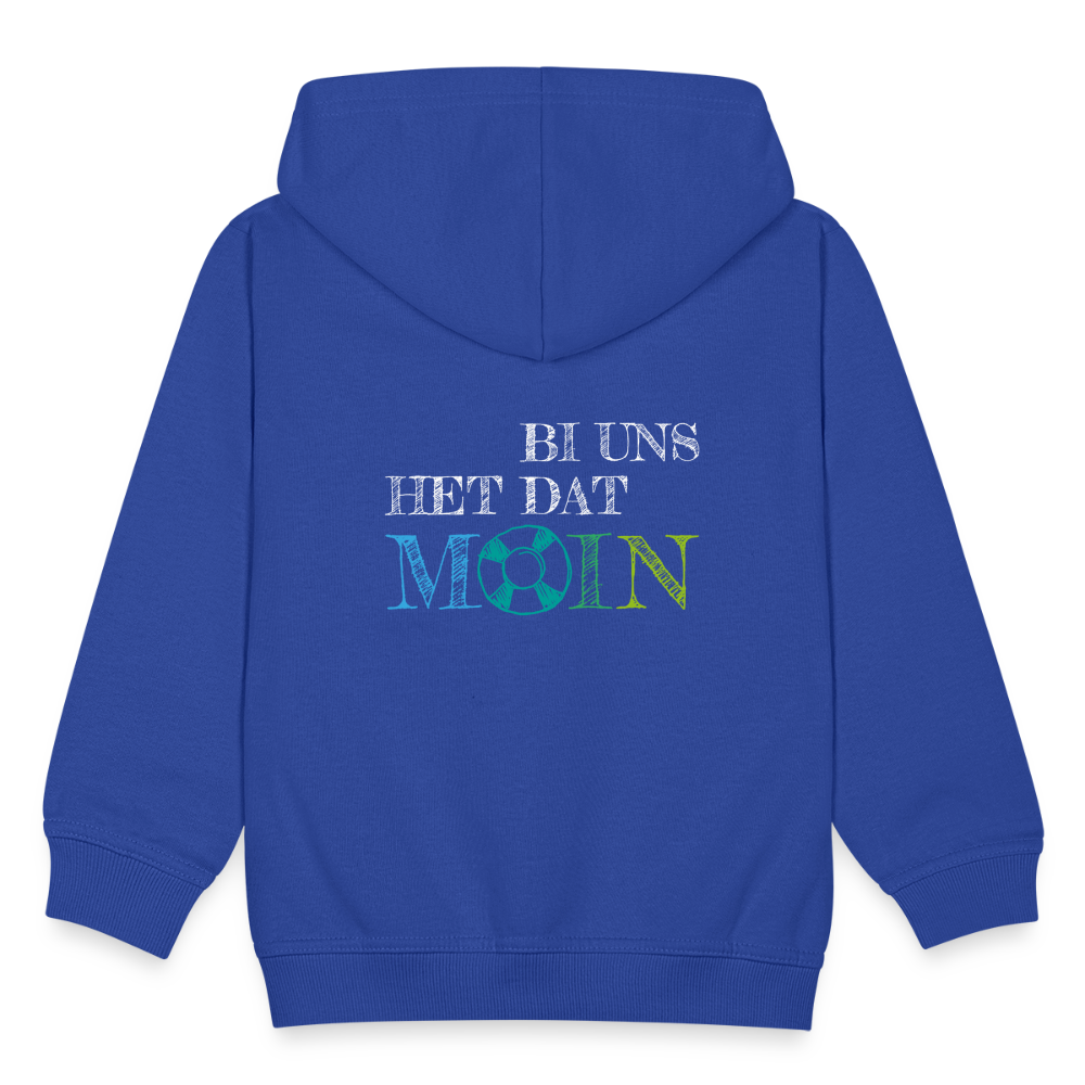 Kinder Premium Kapuzenjacke - Bi uns het dat Moin (weiss) - Royalblau
