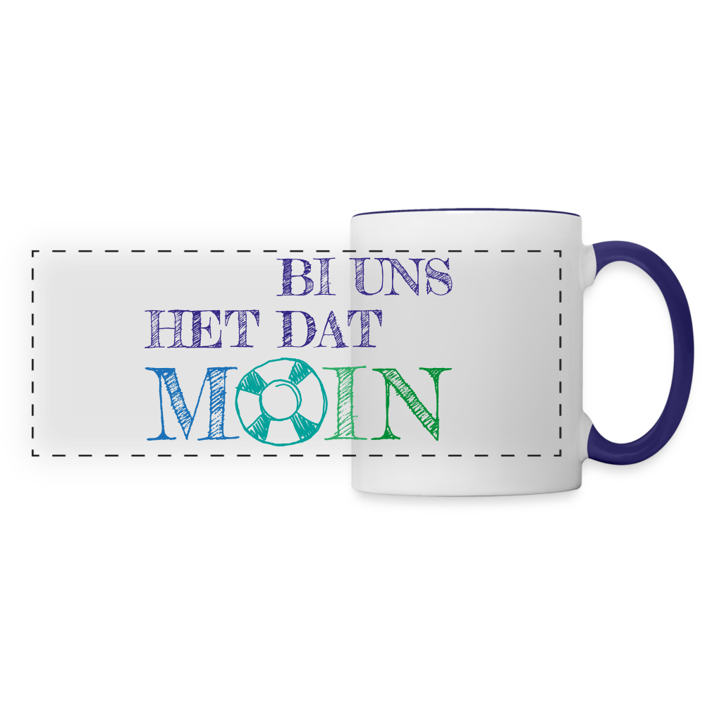 Panoramatasse - Bi uns het dat Moin - Weiß/Kobaltblau