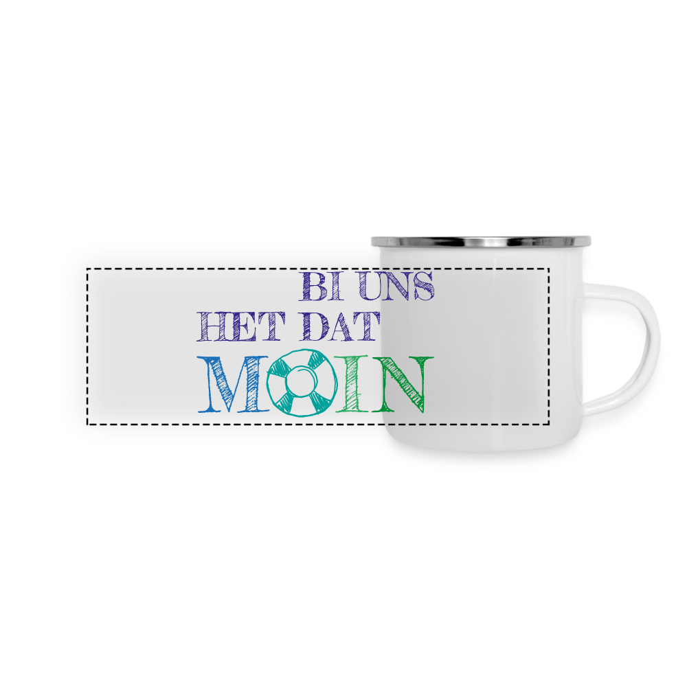 Panorama Emaille-Tasse - Bi uns het dat Moin - weiß