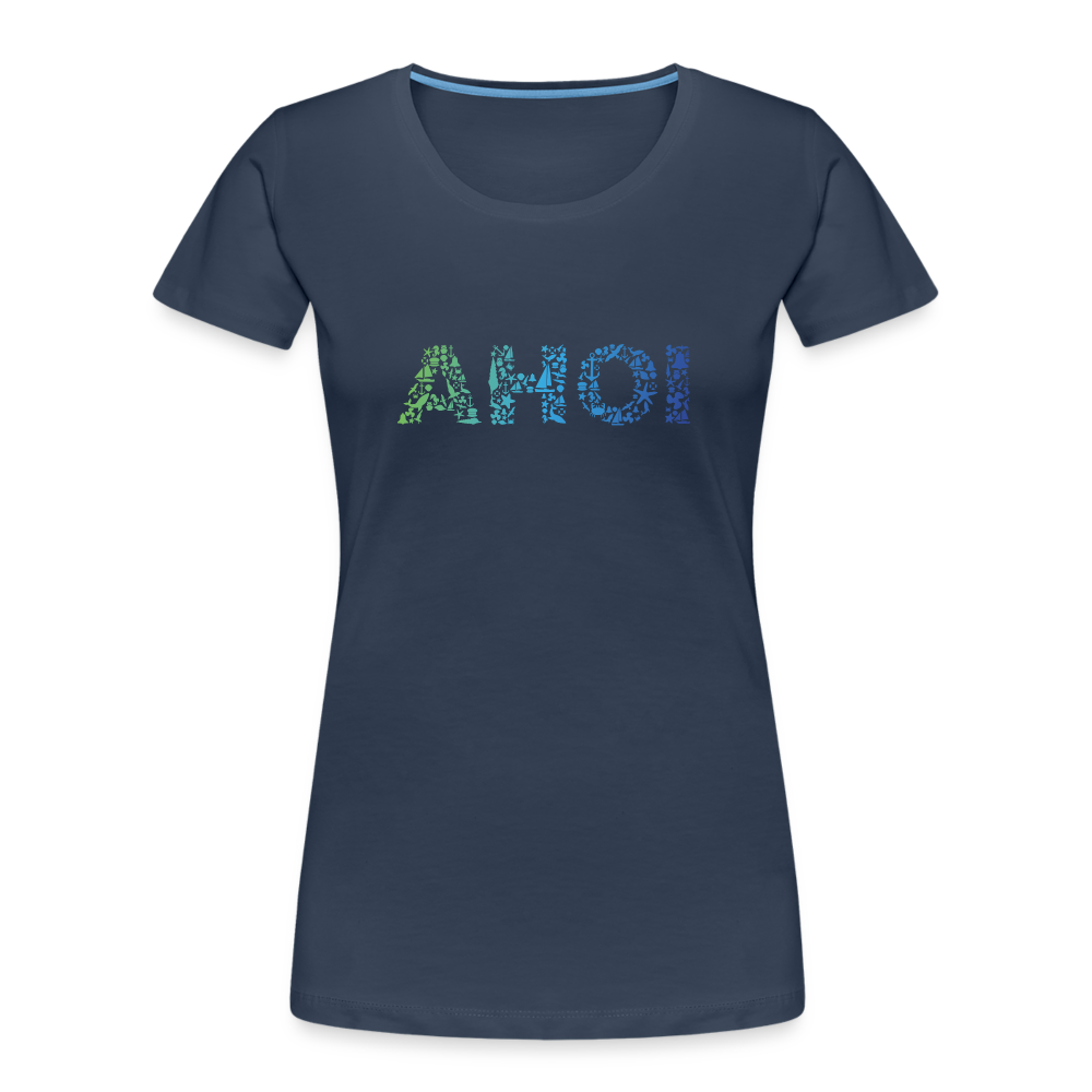 Frauen Premium Bio T-Shirt - Ahoi doodles - Navy