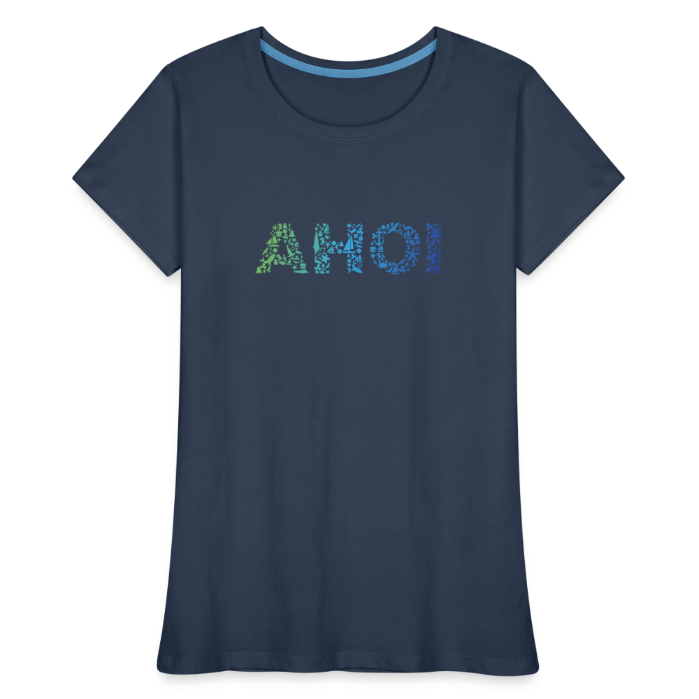 Frauen Premium Bio T-Shirt - Ahoi doodles - Navy