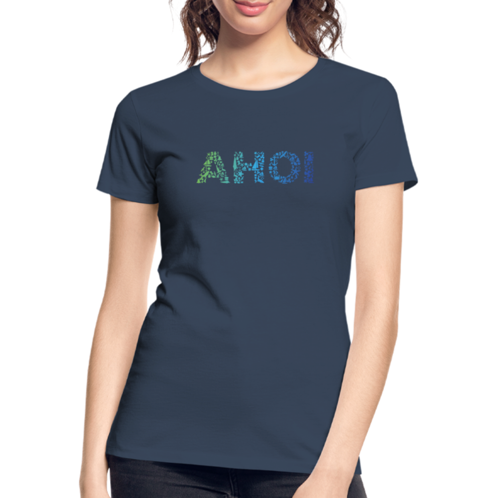 Frauen Premium Bio T-Shirt - Ahoi doodles - Navy