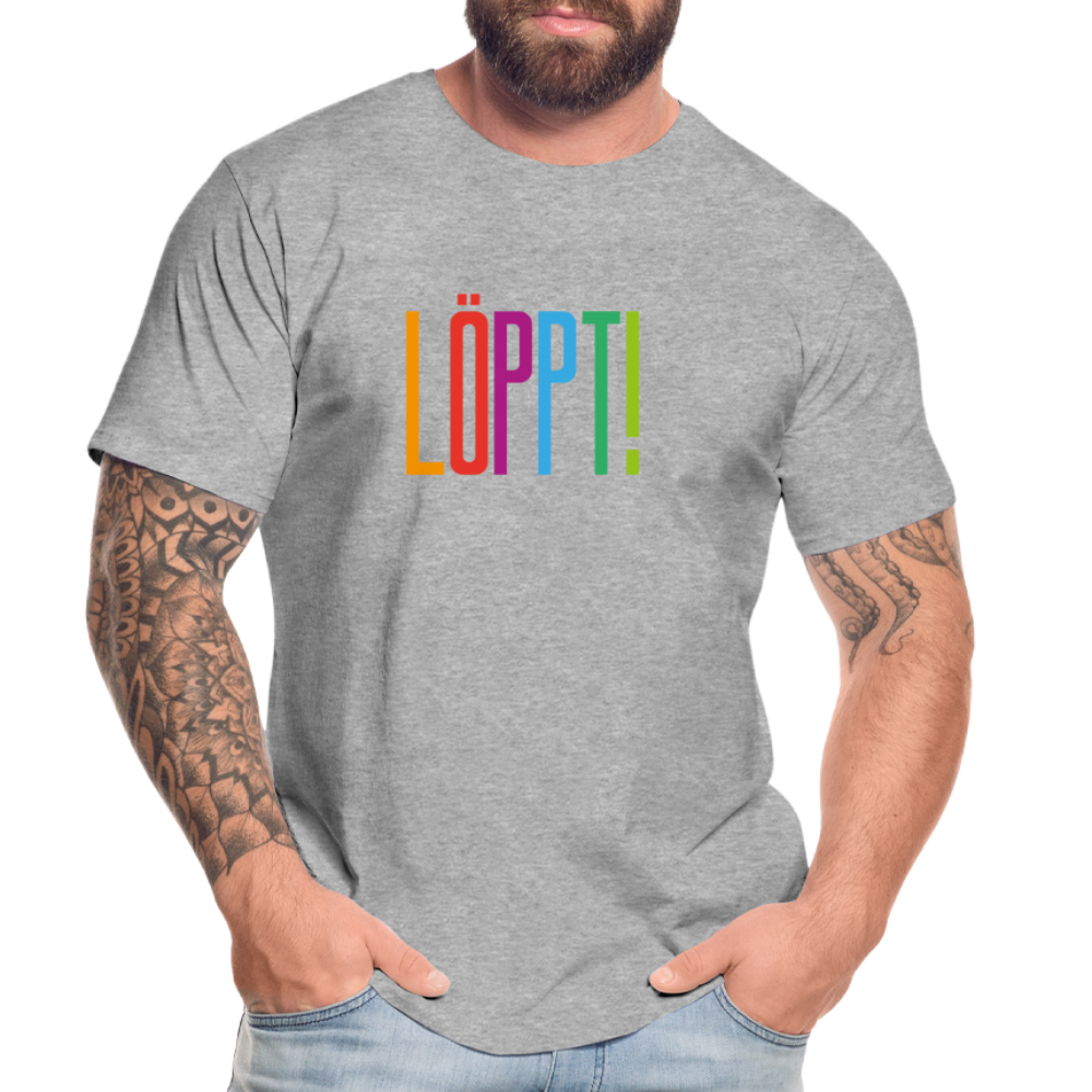 Männer Premium Bio T-Shirt - Löppt! - Grau meliert