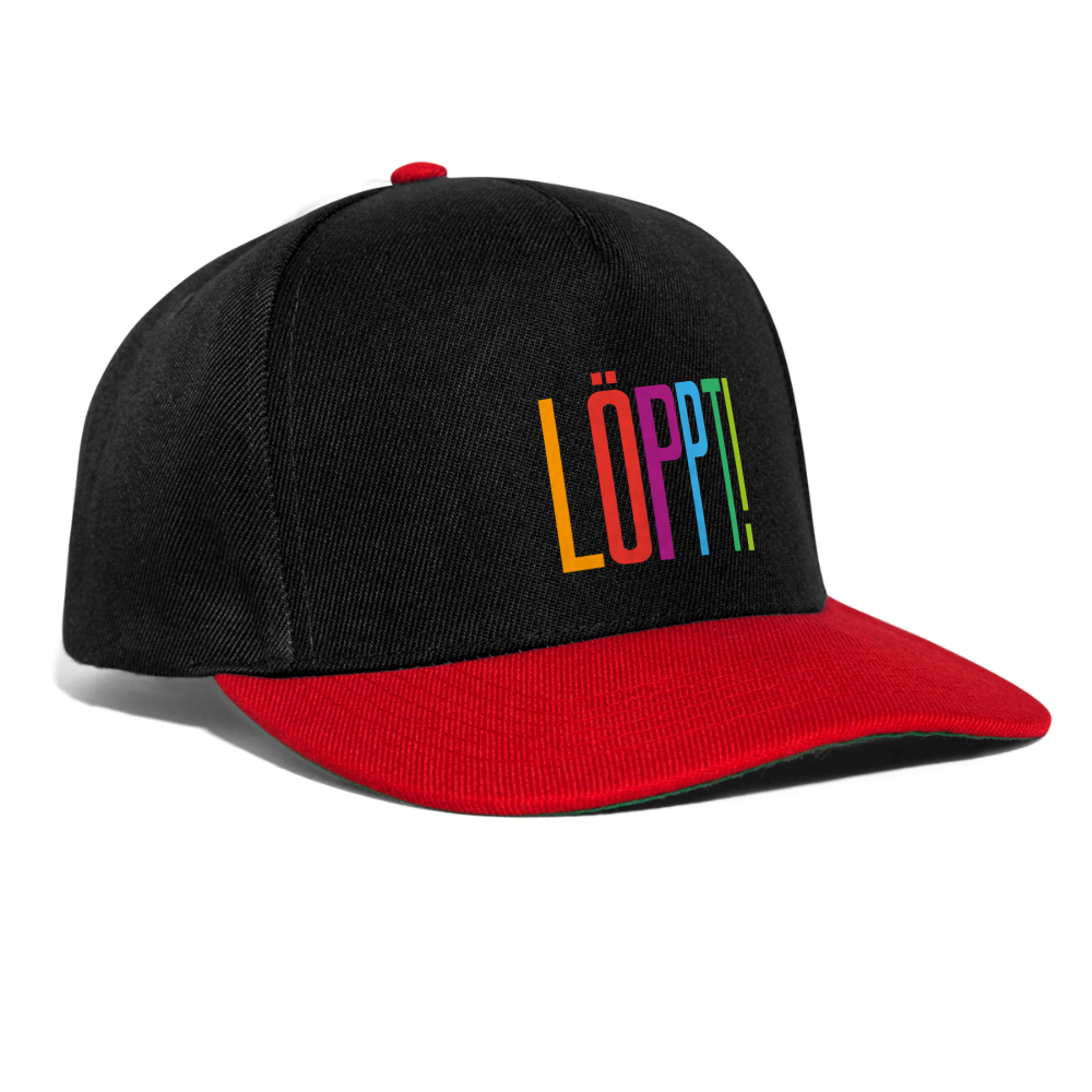Snapback Cap - Löppt! - Schwarz/Rot