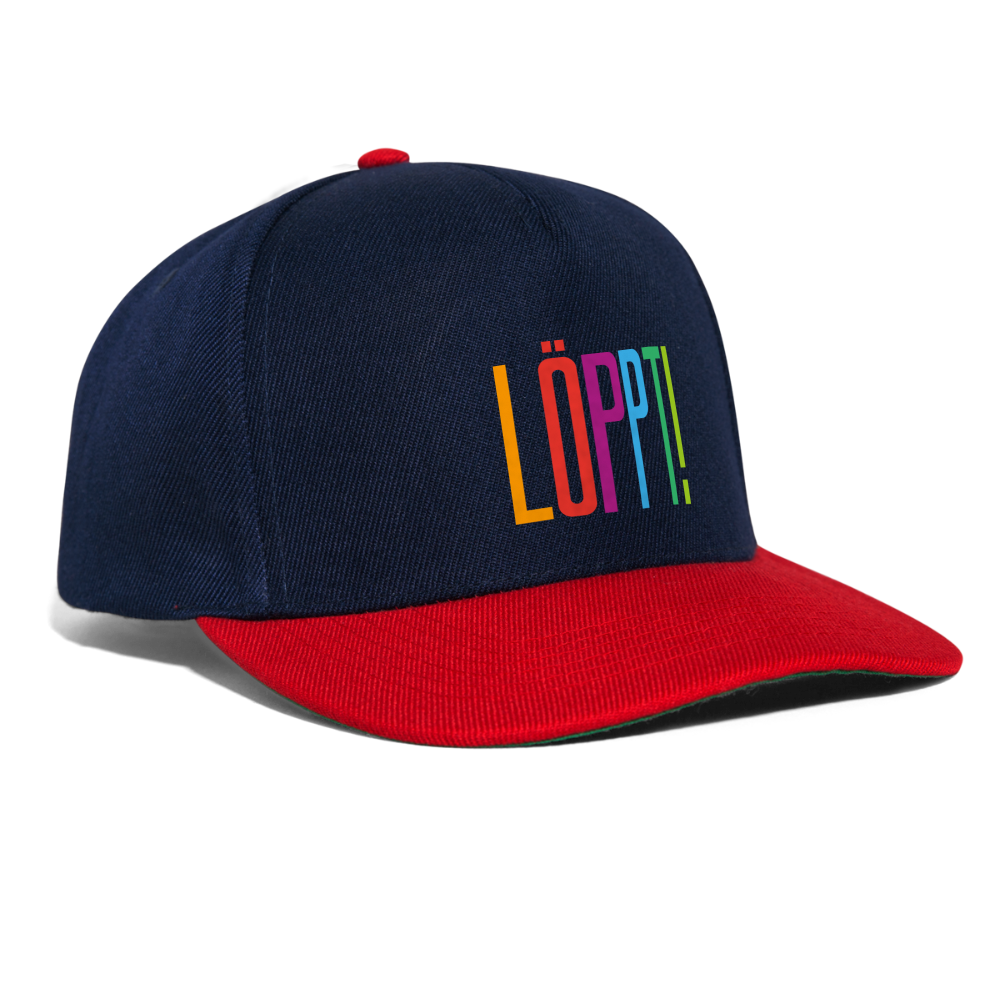 Snapback Cap - Löppt! - Navy/Rot