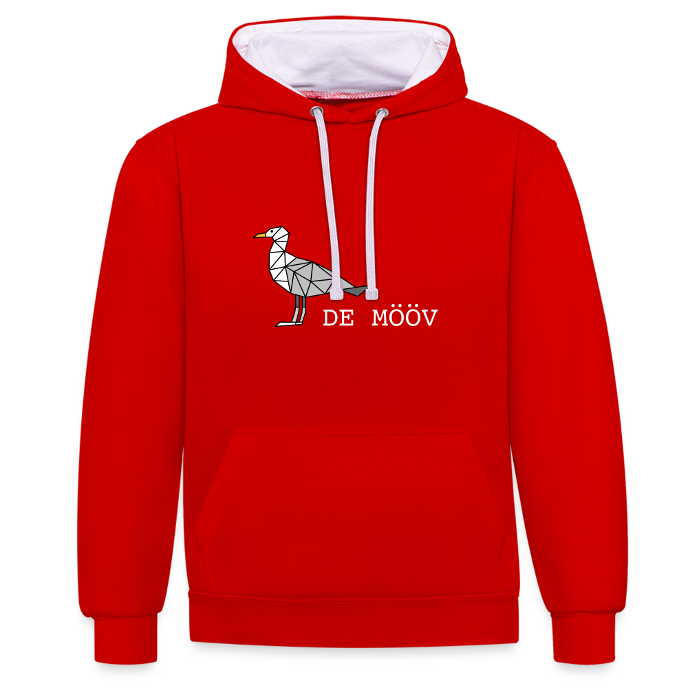 Unisex Kontrast-Hoodie - de Mööv (weiss) - Rot/Weiß