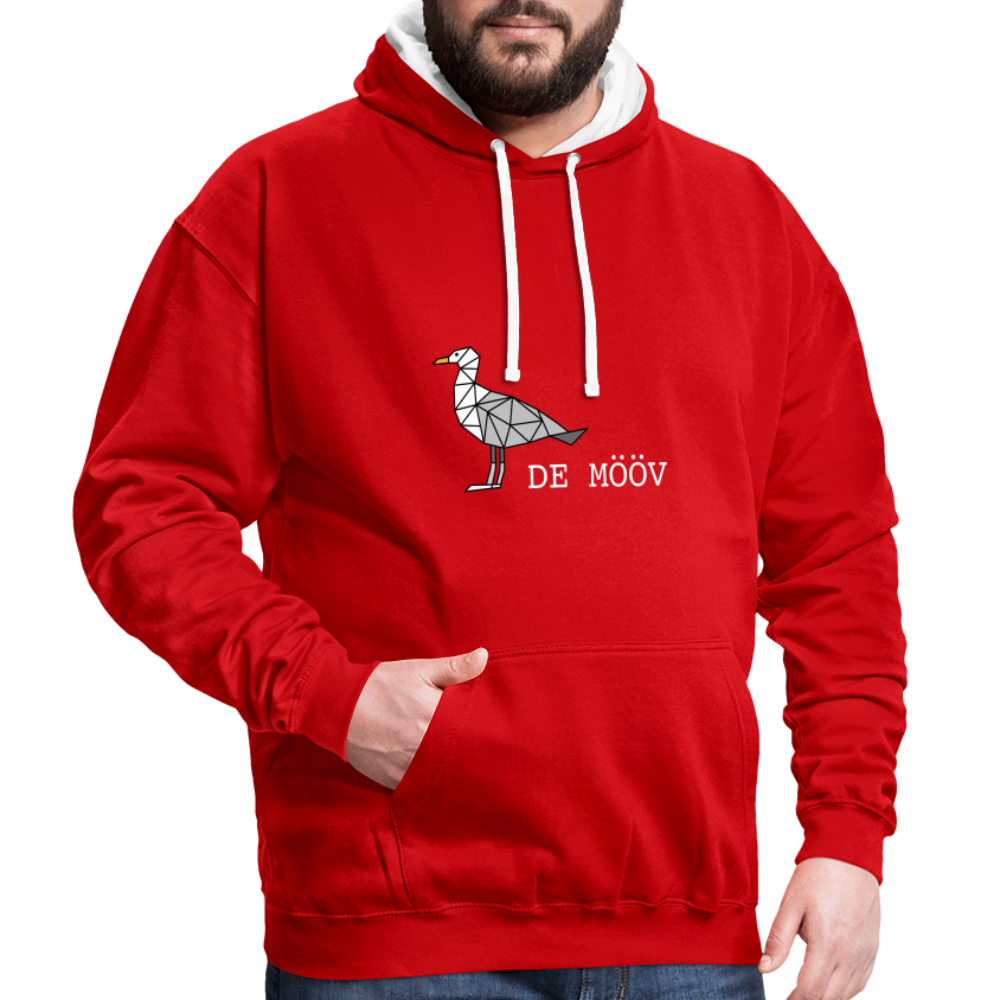 Unisex Kontrast-Hoodie - de Mööv (weiss) - Rot/Weiß