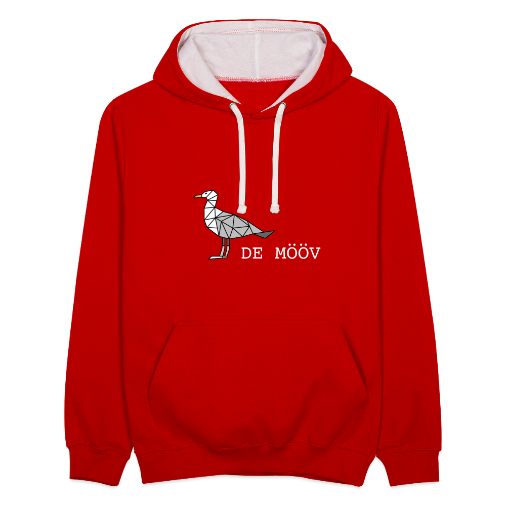 Unisex Kontrast-Hoodie - de Mööv (weiss) - Rot/Weiß