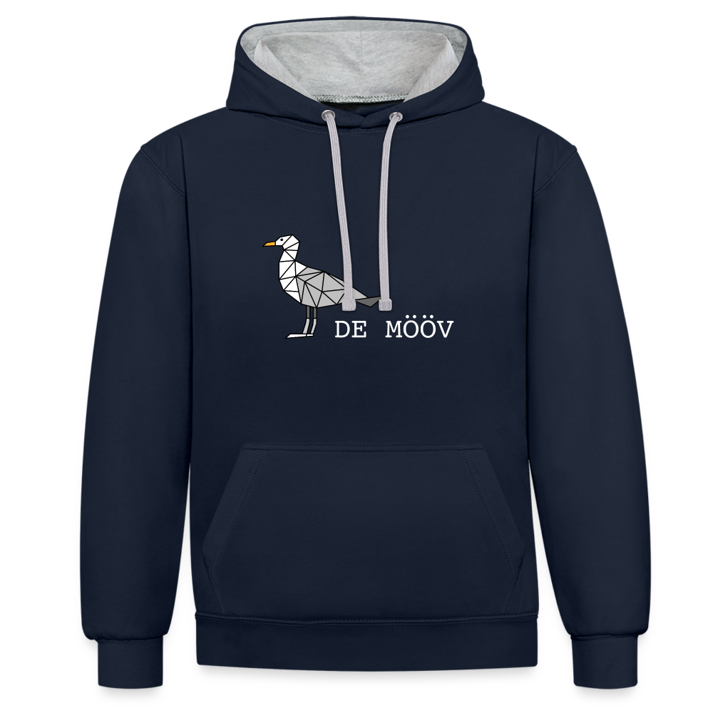 Unisex Kontrast-Hoodie - de Mööv (weiss) - Navy/Grau meliert