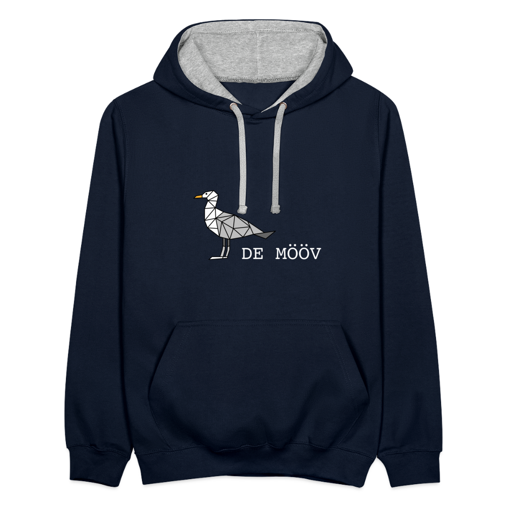 Unisex Kontrast-Hoodie - de Mööv (weiss) - Navy/Grau meliert
