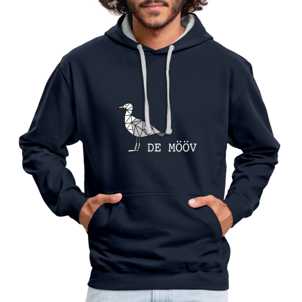 Unisex Kontrast-Hoodie - de Mööv (weiss) - Navy/Grau meliert