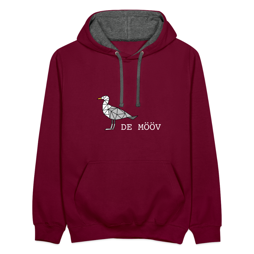 Unisex Kontrast-Hoodie - de Mööv (weiss) - Weinrot/Anthrazit