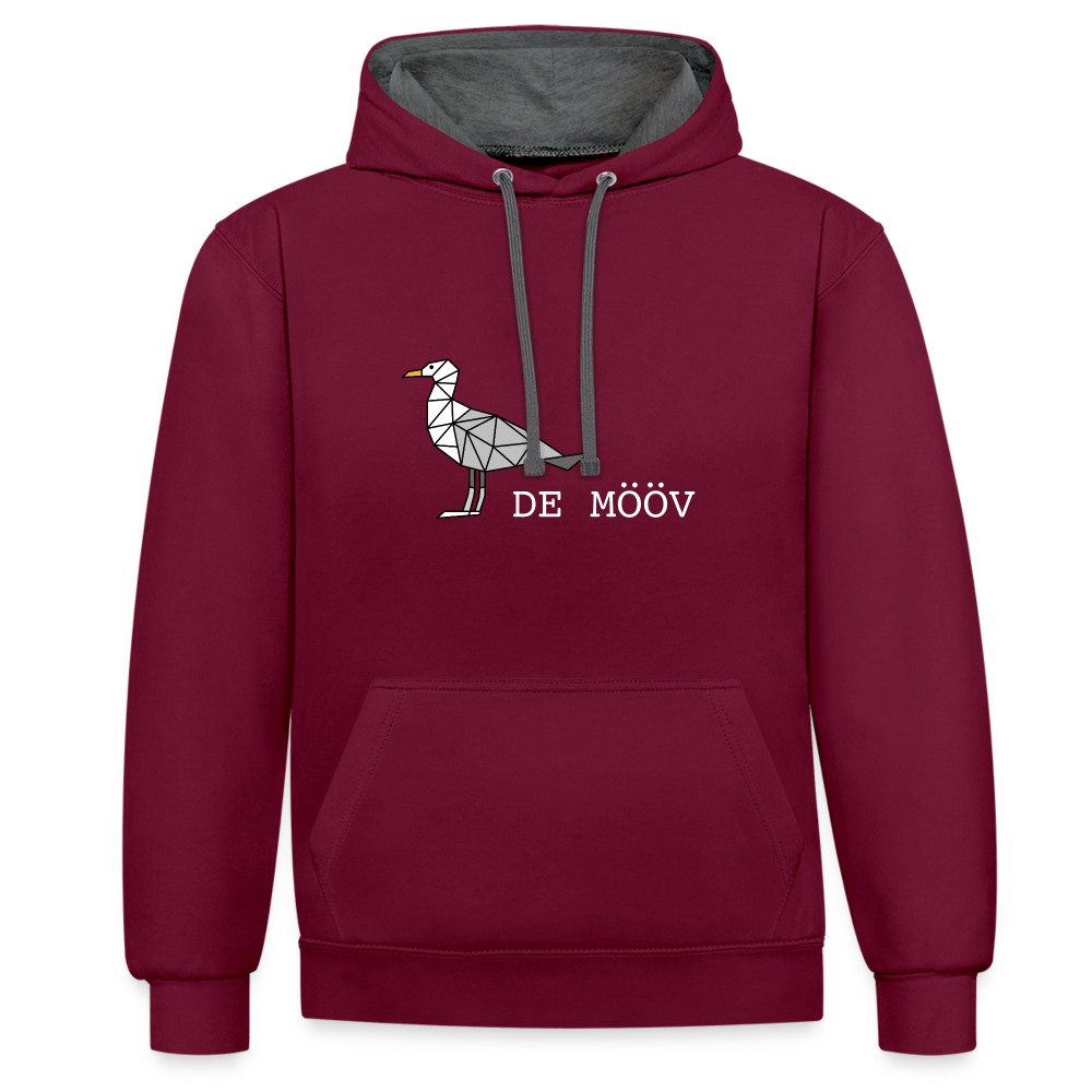 Unisex Kontrast-Hoodie - de Mööv (weiss) - Weinrot/Anthrazit