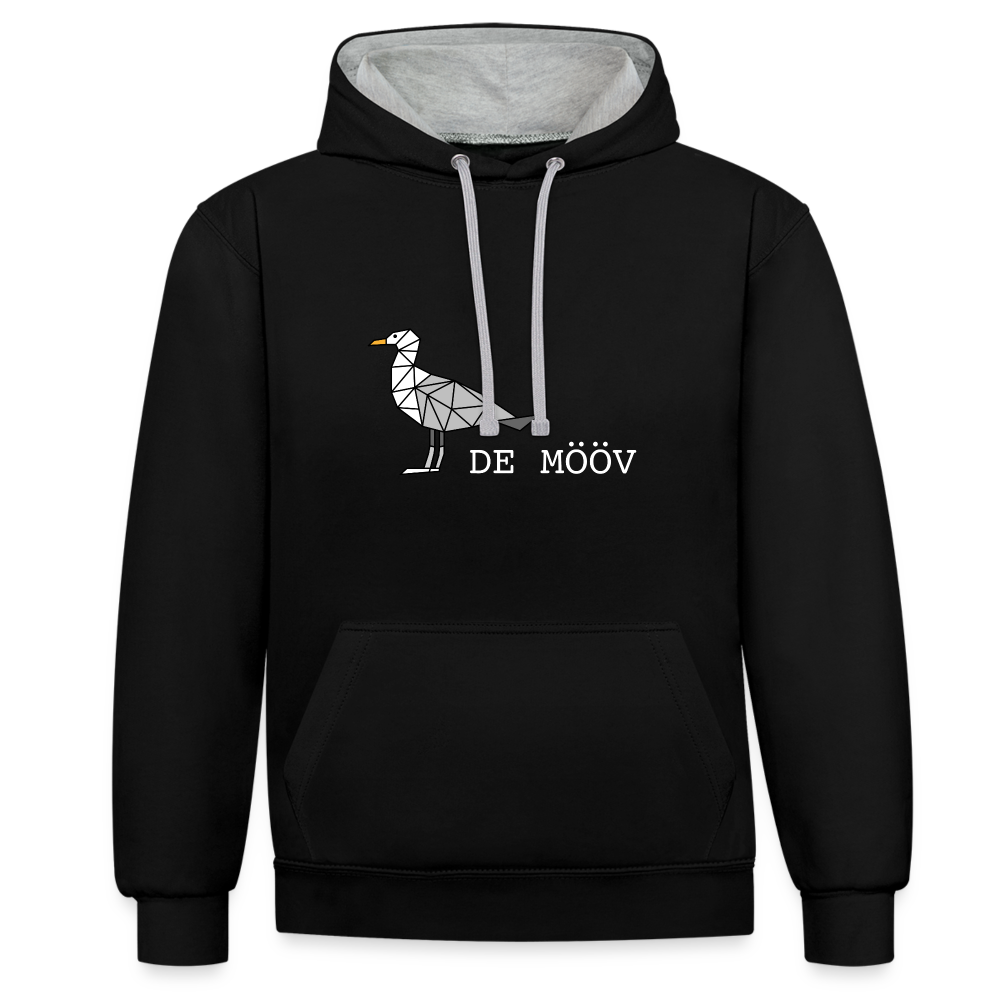 Unisex Kontrast-Hoodie - de Mööv (weiss) - Schwarz/Grau meliert