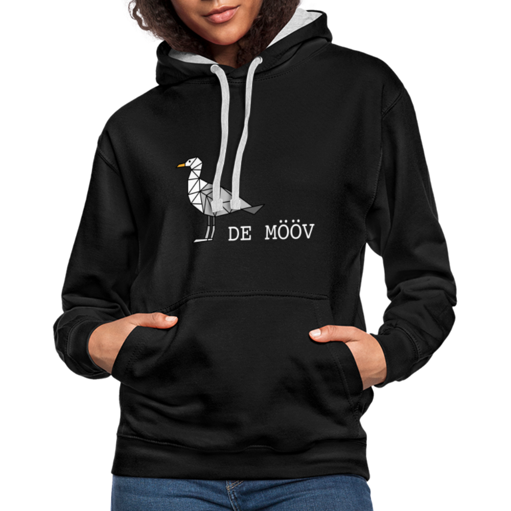 Unisex Kontrast-Hoodie - de Mööv (weiss) - Schwarz/Grau meliert