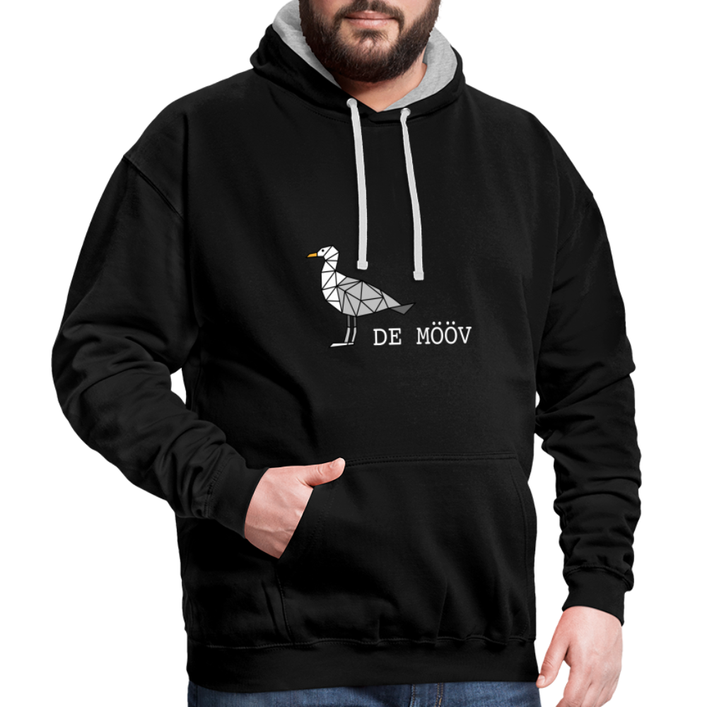 Unisex Kontrast-Hoodie - de Mööv (weiss) - Schwarz/Grau meliert