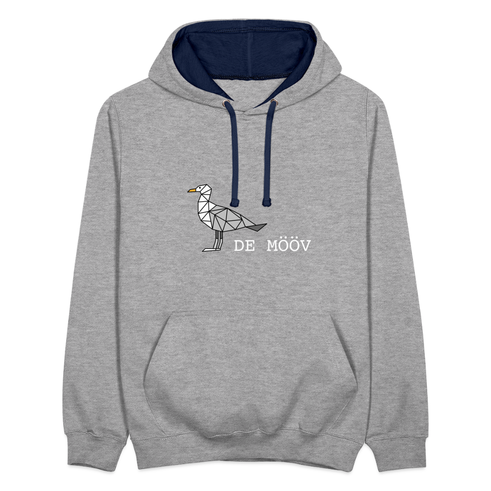 Unisex Kontrast-Hoodie - de Mööv (weiss) - Grau meliert/Navy