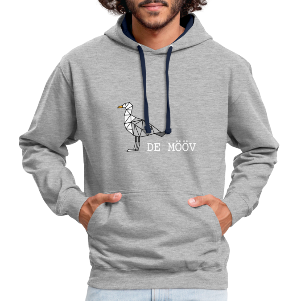 Unisex Kontrast-Hoodie - de Mööv (weiss) - Grau meliert/Navy