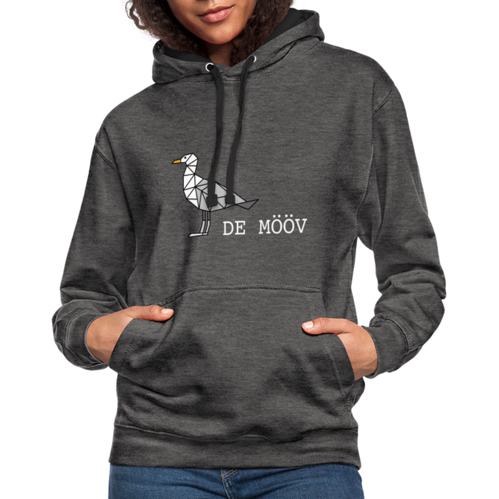 Unisex Kontrast-Hoodie - de Mööv (weiss) - Anthrazit/Schwarz