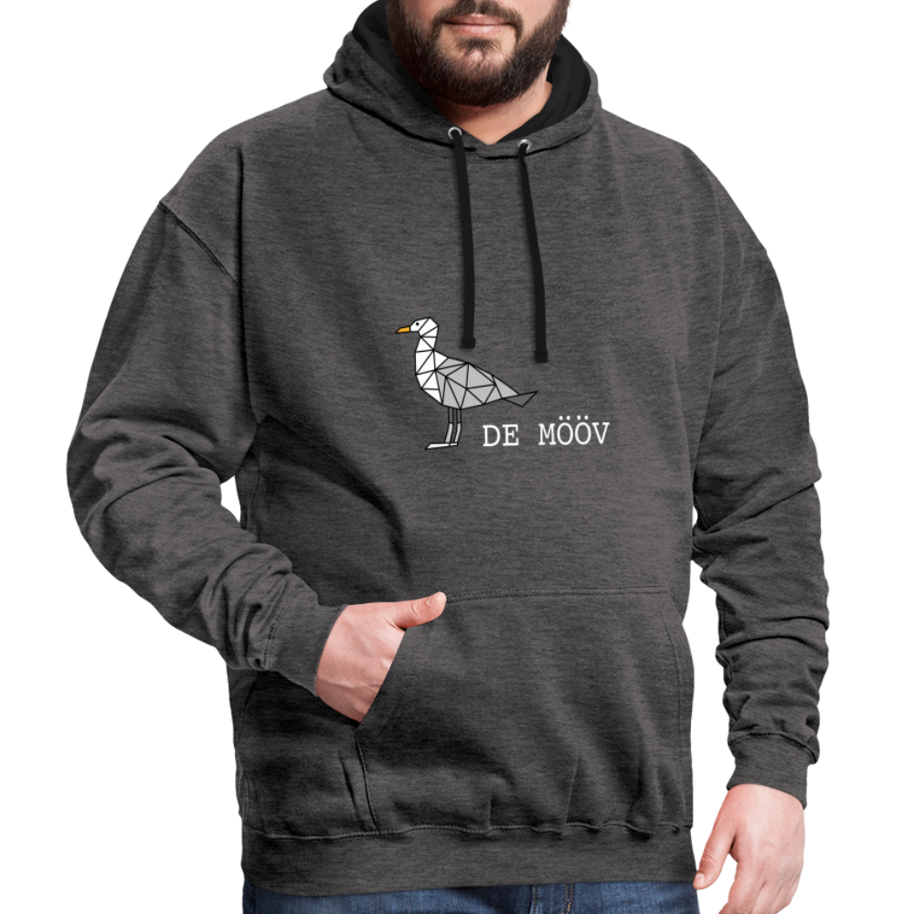 Unisex Kontrast-Hoodie - de Mööv (weiss) - Anthrazit/Schwarz