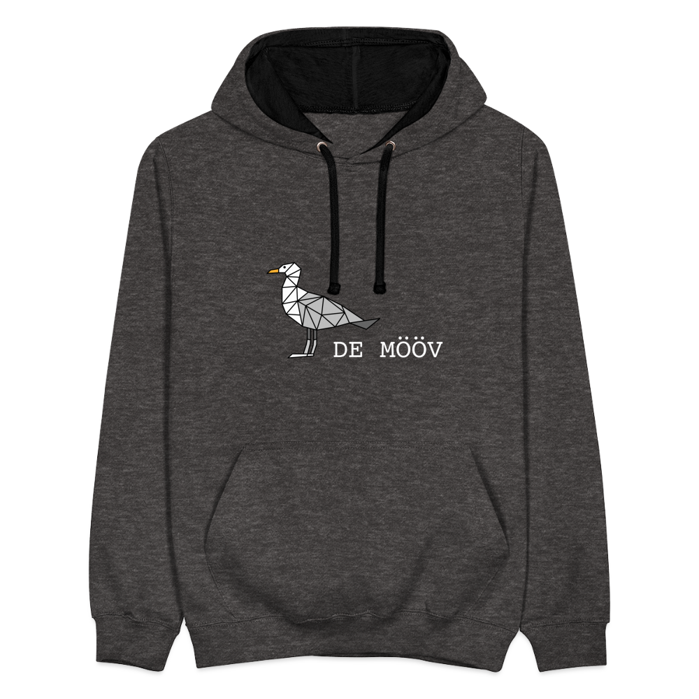 Unisex Kontrast-Hoodie - de Mööv (weiss) - Anthrazit/Schwarz