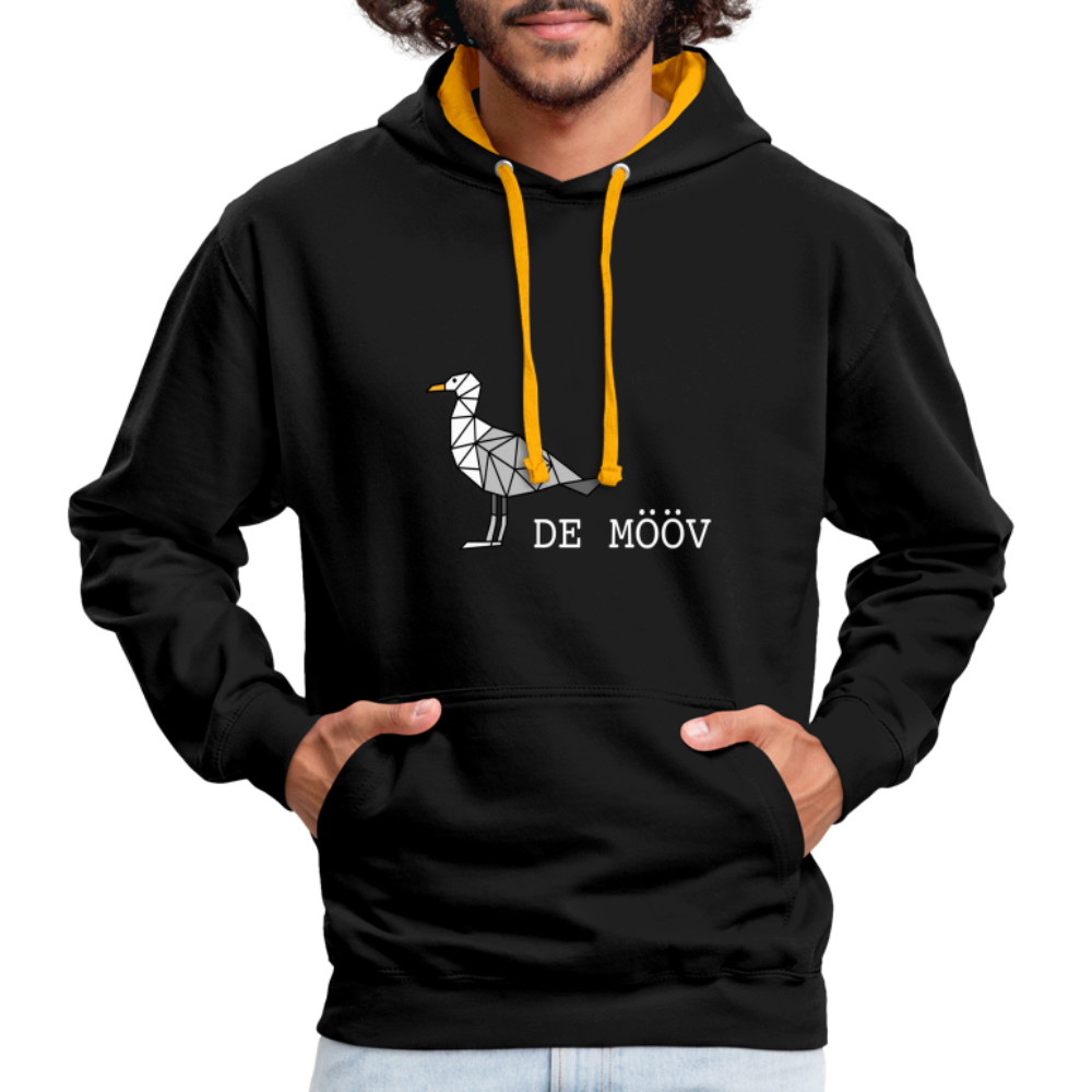 Unisex Kontrast-Hoodie - de Mööv (weiss) - Schwarz/Gold