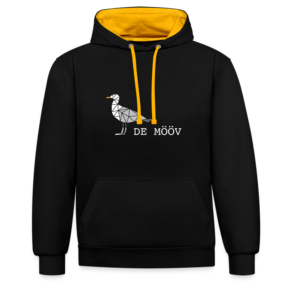 Unisex Kontrast-Hoodie - de Mööv (weiss) - Schwarz/Gold