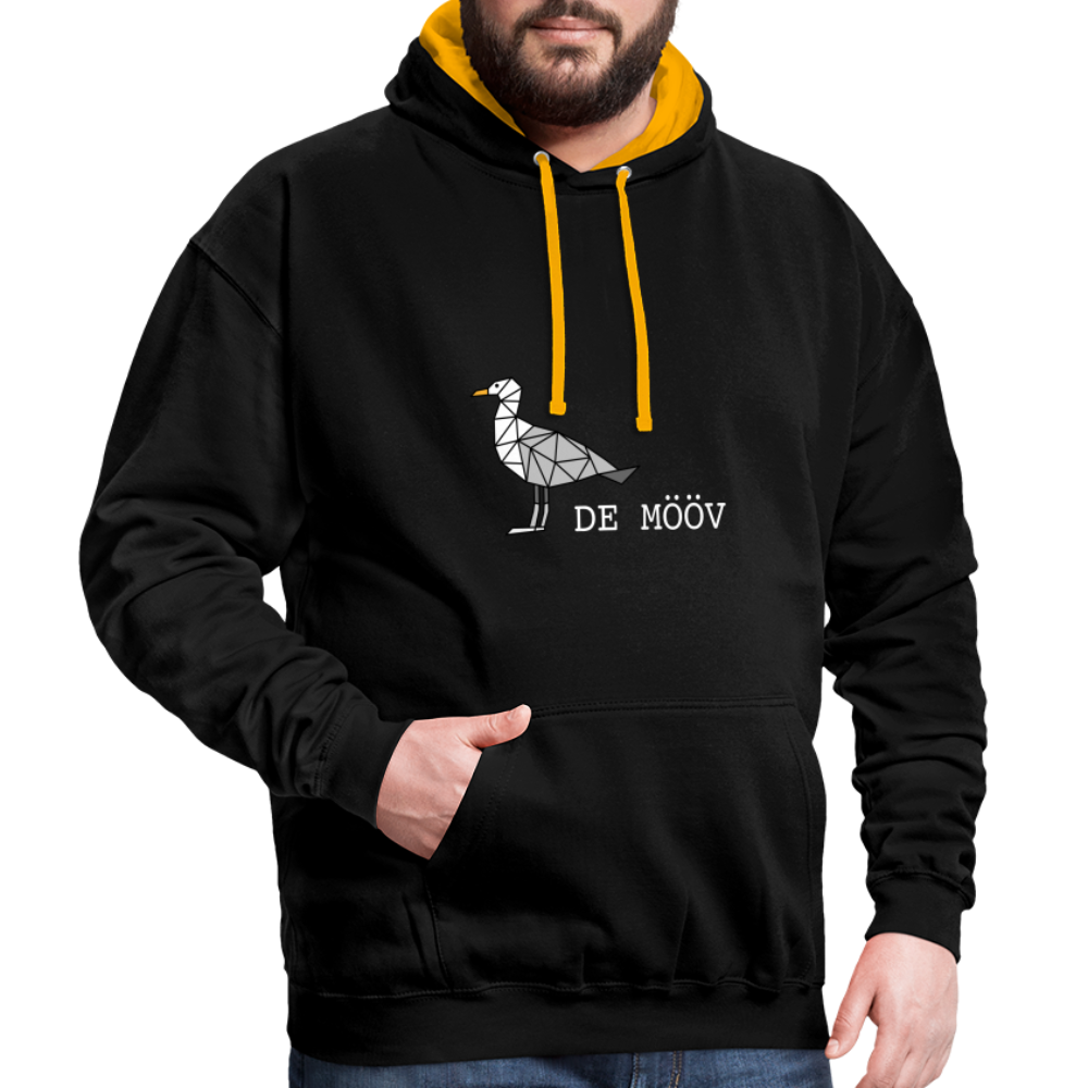 Unisex Kontrast-Hoodie - de Mööv (weiss) - Schwarz/Gold