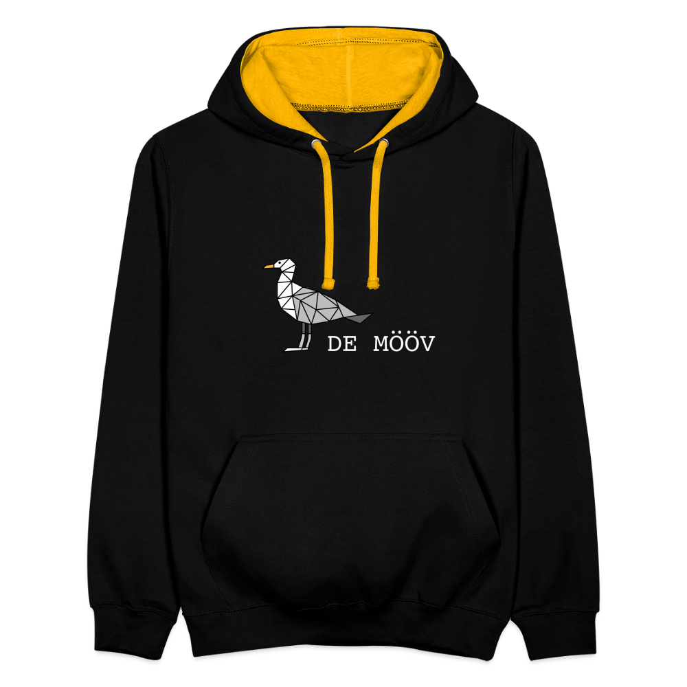 Unisex Kontrast-Hoodie - de Mööv (weiss) - Schwarz/Gold