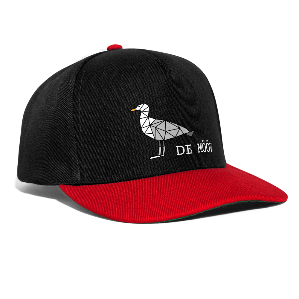 Snapback Cap - de Mööv (weiss) - Schwarz/Rot