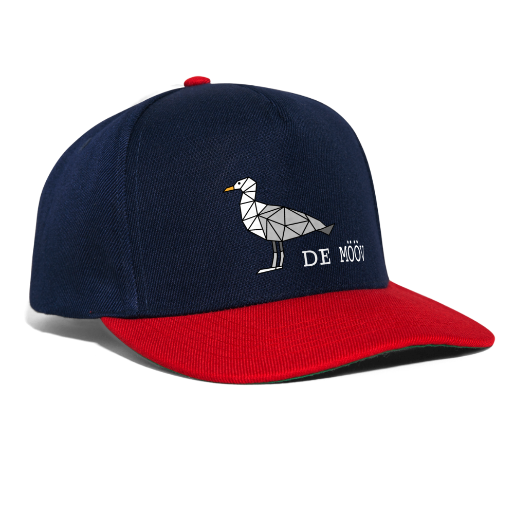 Snapback Cap - de Mööv (weiss) - Navy/Rot